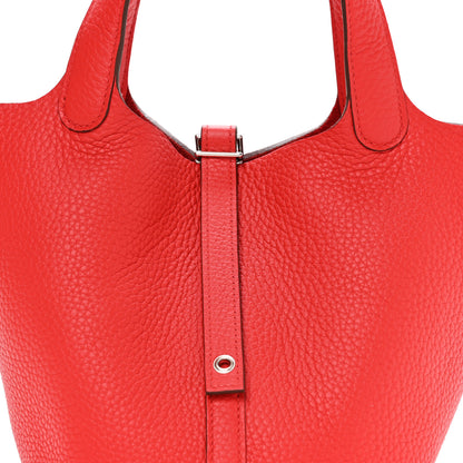 Hermes Taurillon Clemence Picotin Lock 18 PM Rouge de Coeur 7 of 12