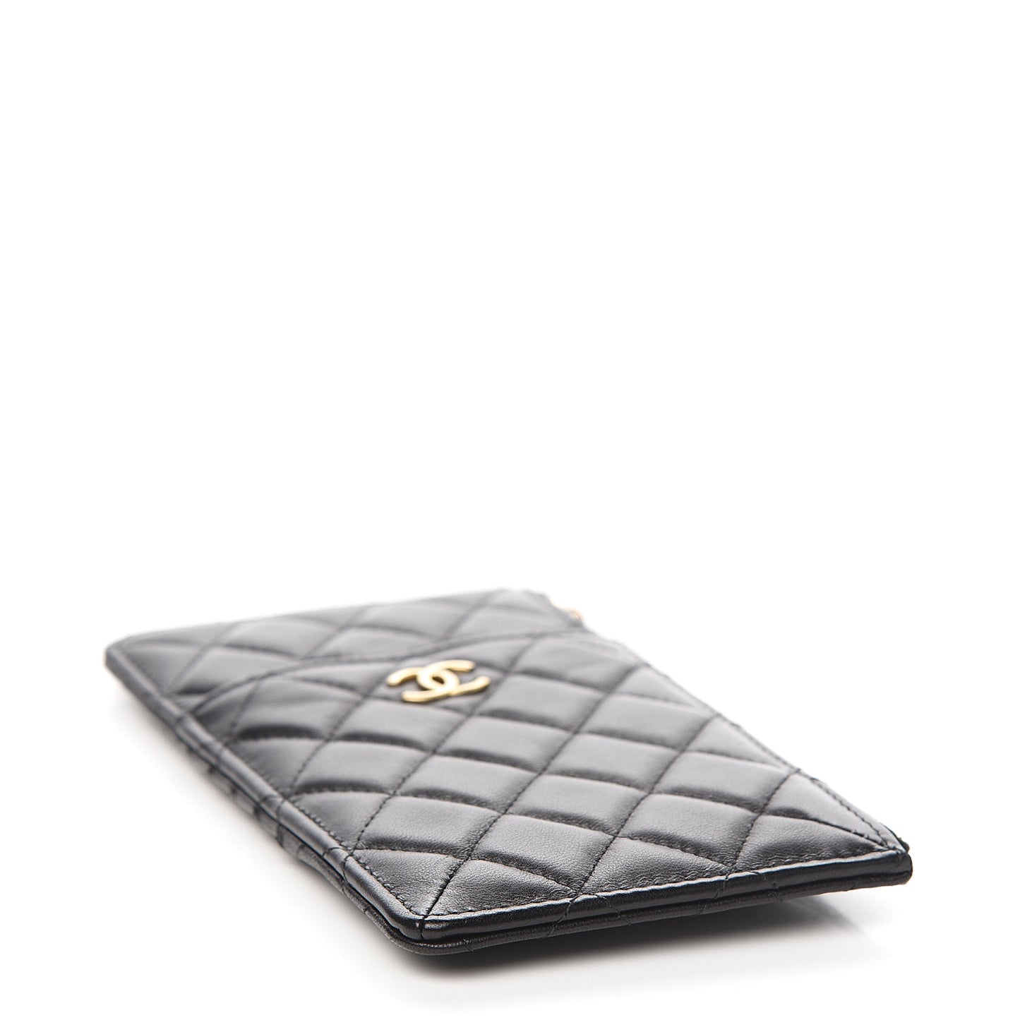 Lambskin Quilted Egyptian Amulet Classic Flat Wallet Pouch Black