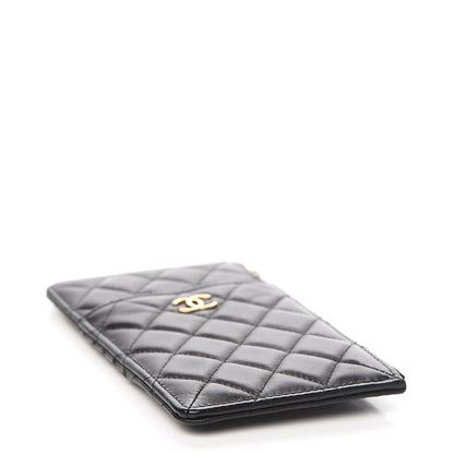 Chanel Lambskin Quilted Egyptian Amulet Classic Flat Wallet Pouch Black 3 of 8
