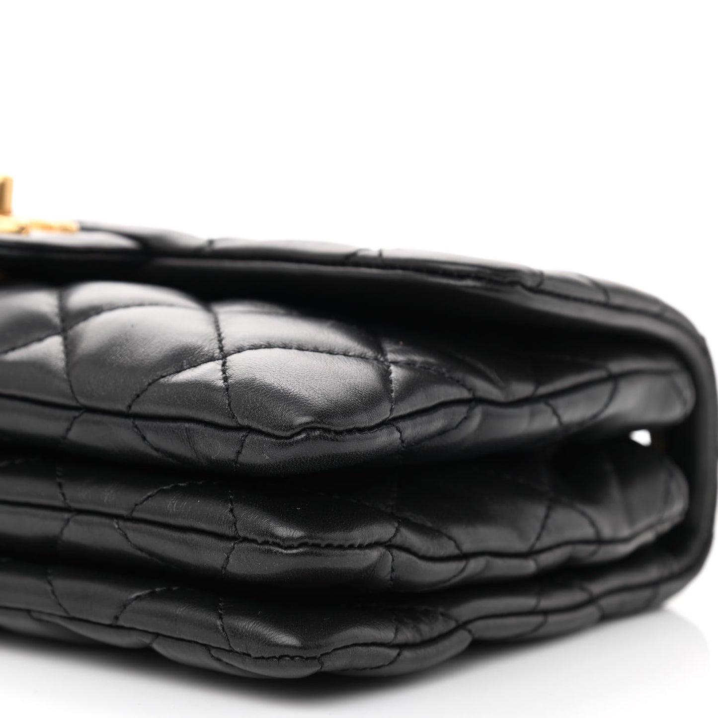 Lambskin Quilted Small Pillow Crush Flap Black