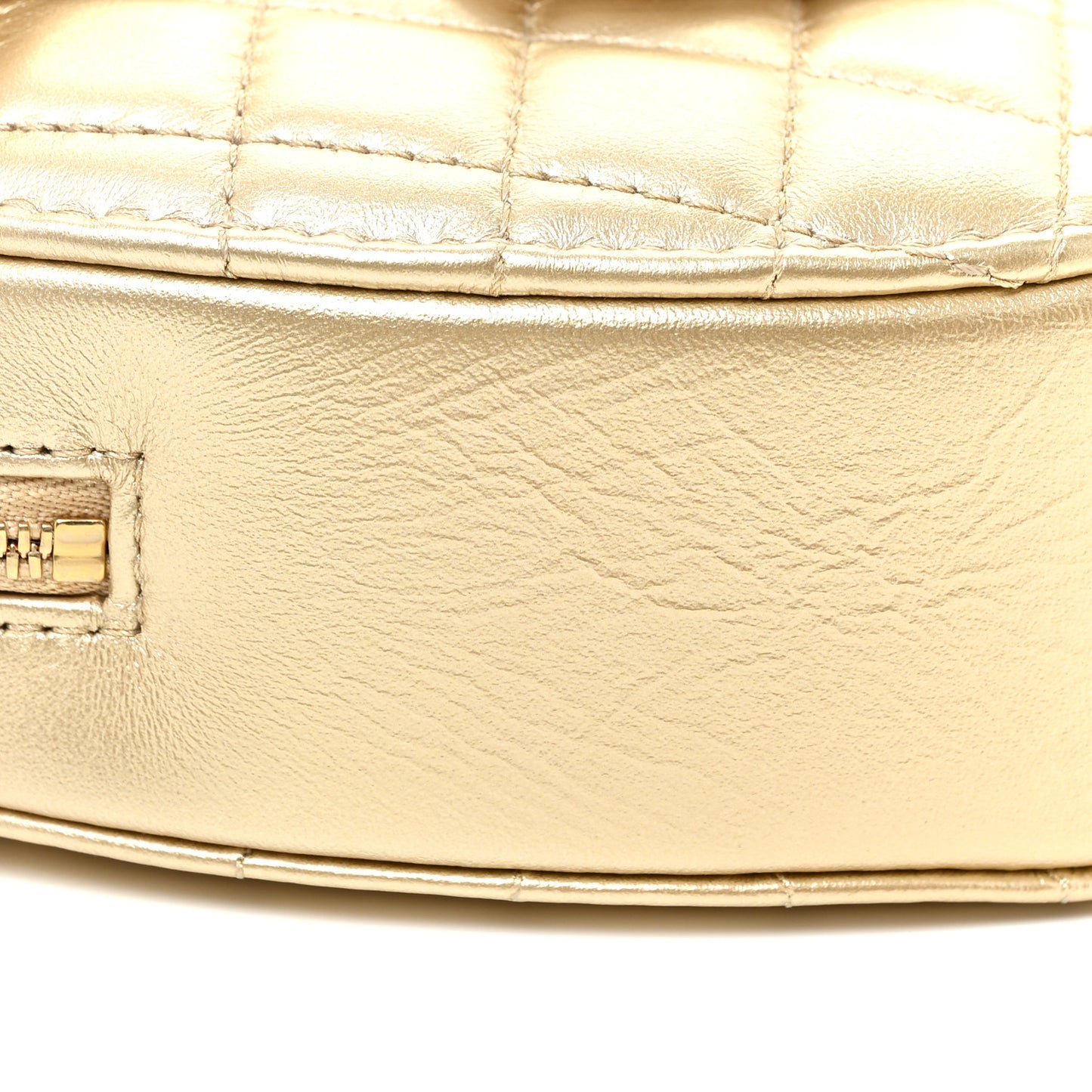 Metallic Lambskin Quilted CC In Love Heart Bag Gold