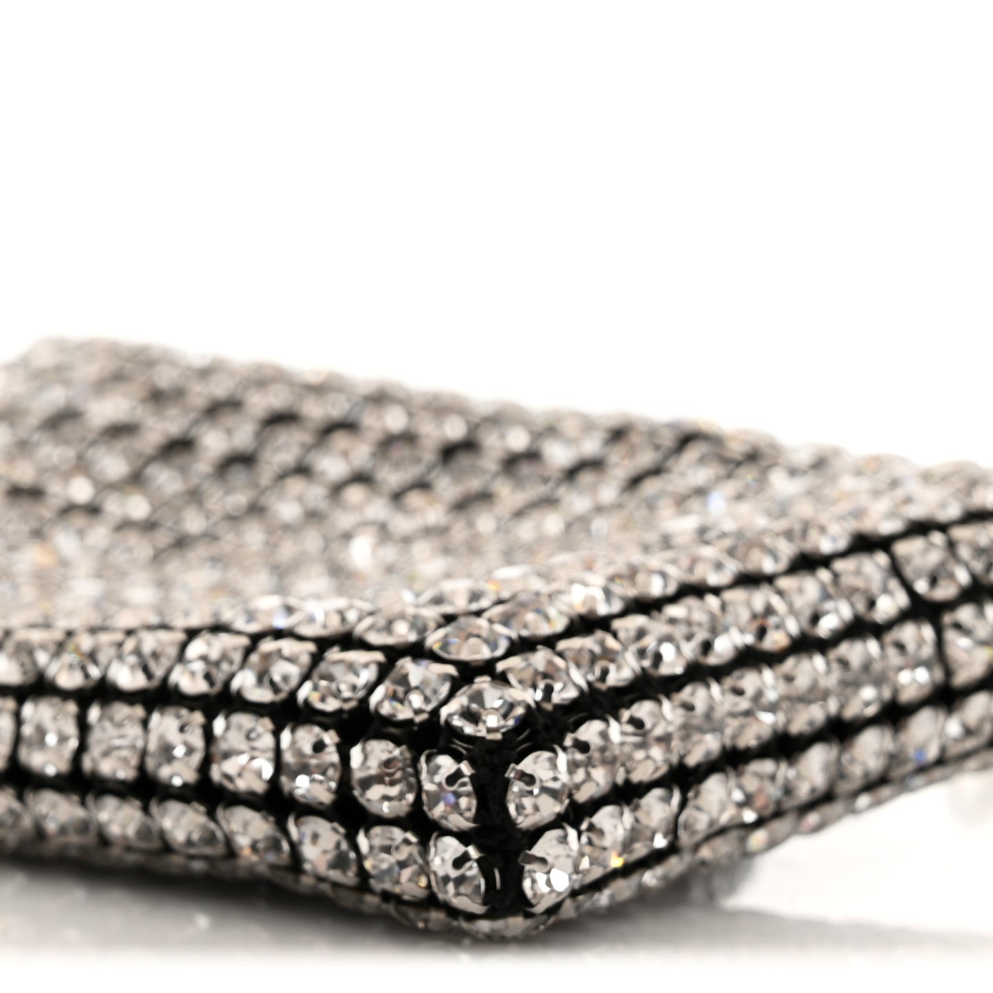 Mesh Crystal Rhinestone Nano Heiress Shoulder Bag Black Silver