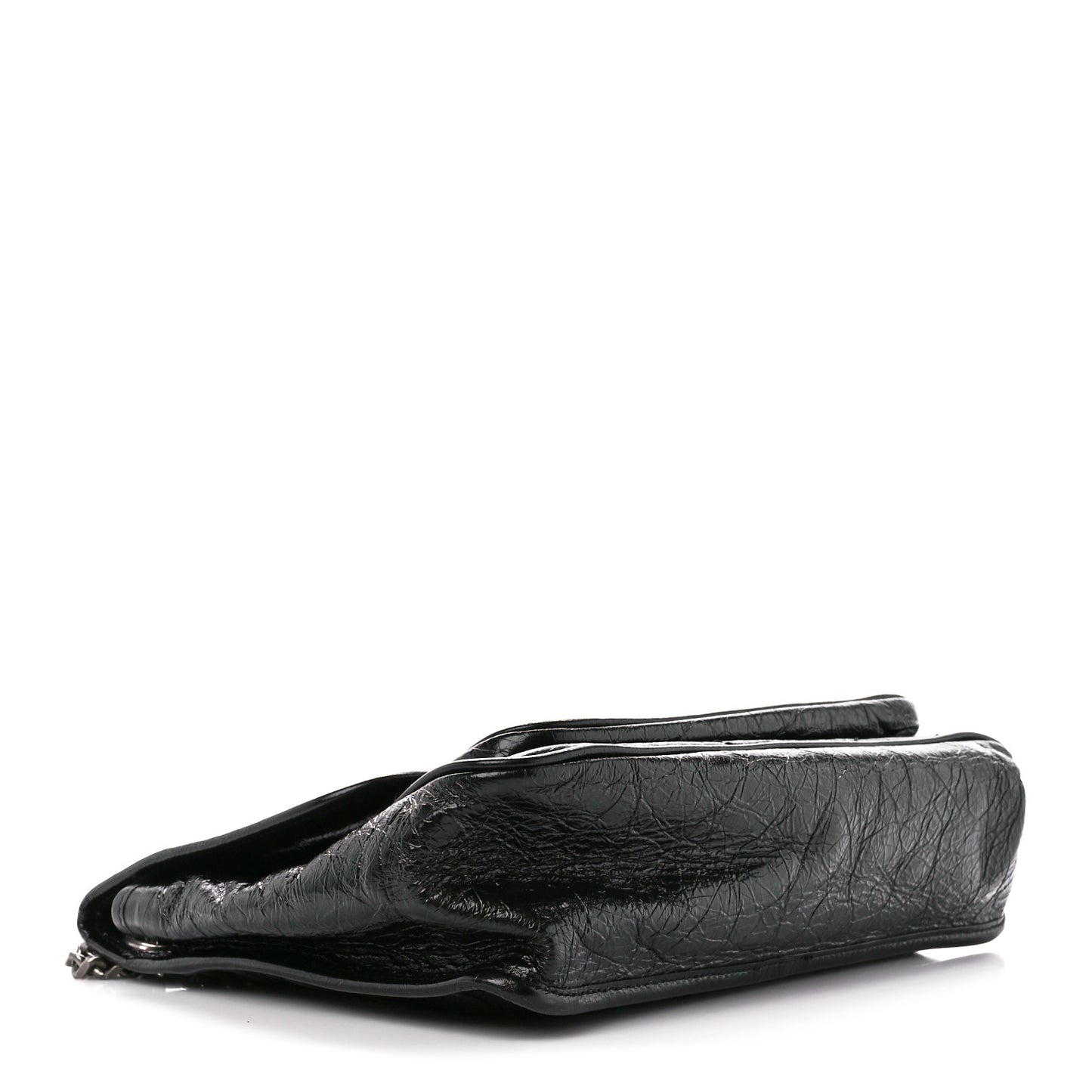 Crinkled Calfskin Matelasse Monogram Medium Niki Chain Satchel Black