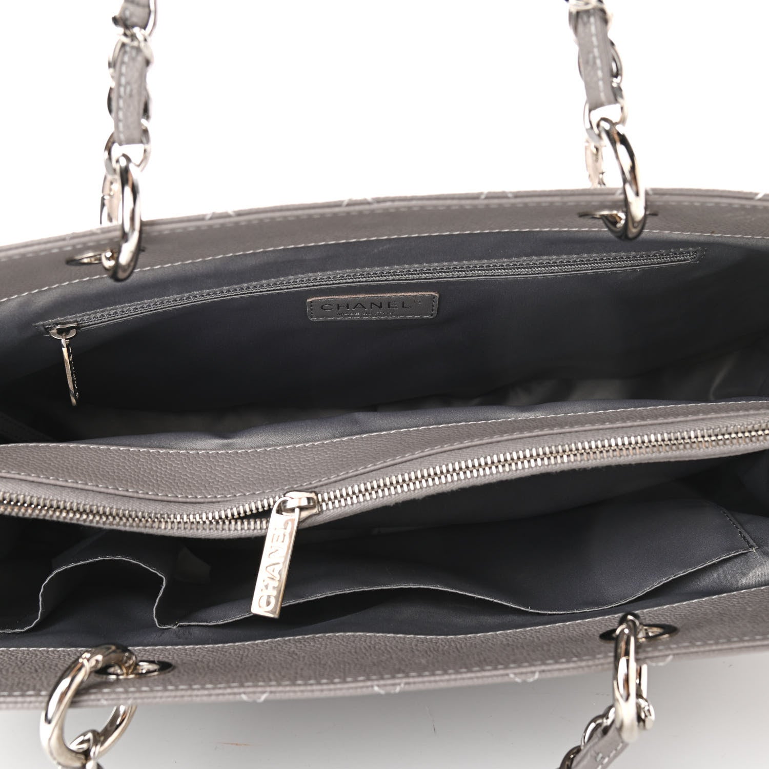 Chanel Caviar Quilted XL Grand Shopping Tote GST Light Grey 5 of 11