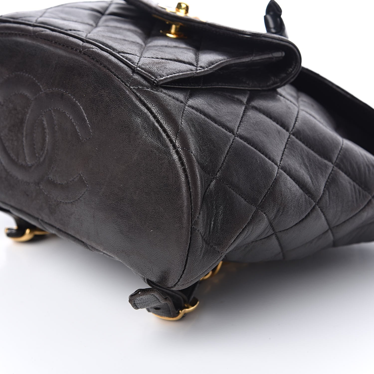Chanel Lambskin Quilted Drawstring Backpack Black 10 of 11