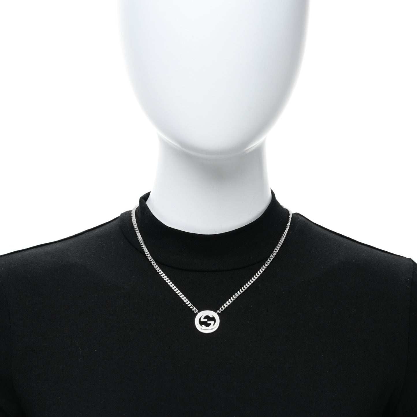 Sterling Silver Interlocking G Textured Pendant Necklace