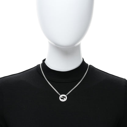 Gucci Sterling Silver Interlocking G Textured Pendant Necklace 3 of 4