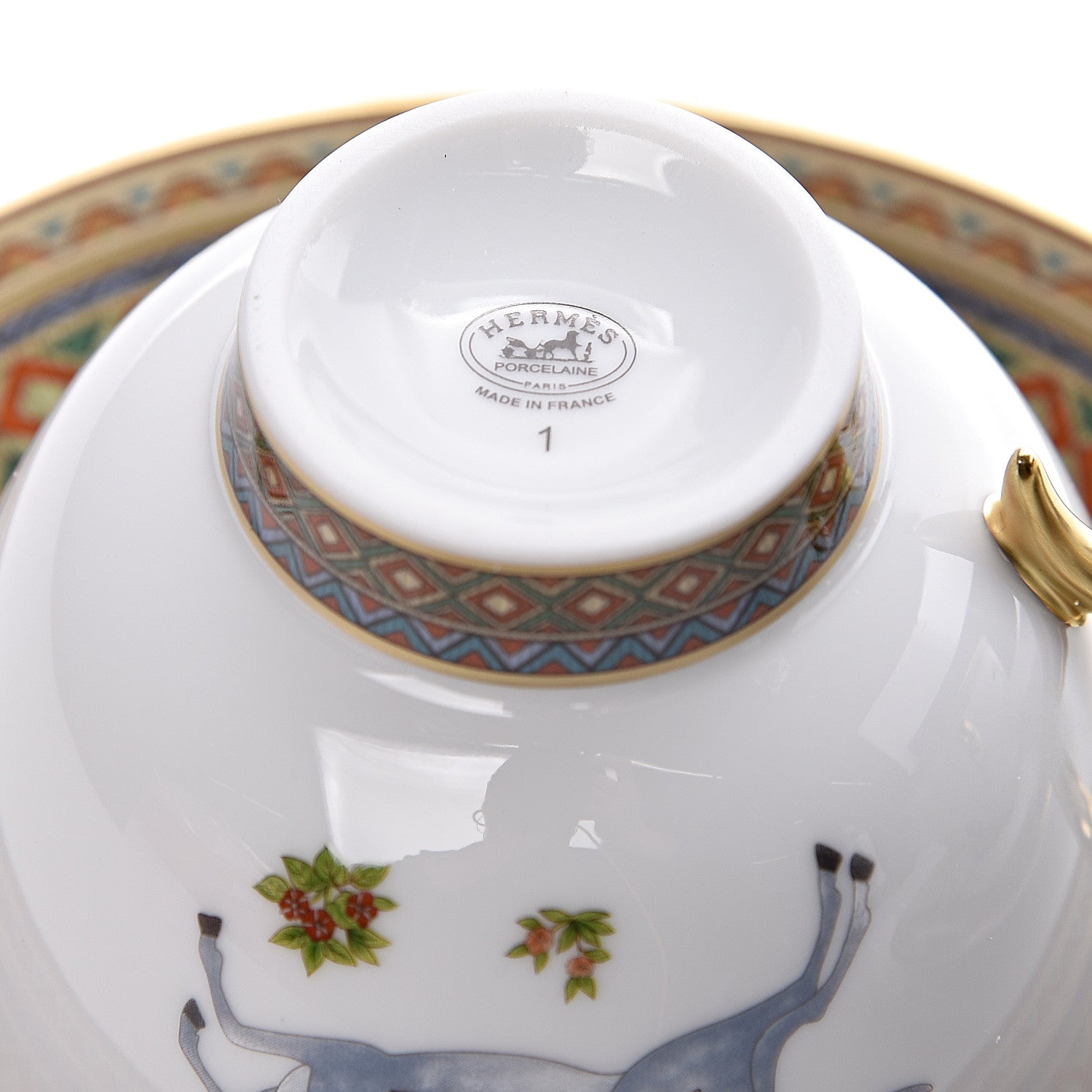 Hermes Porcelain Cheval d'Orient Tea Cup and Saucer Set of 2 5 of 7