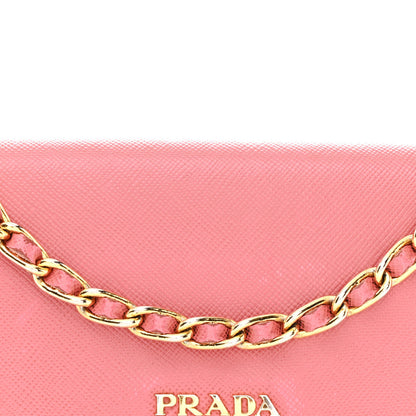 Prada Saffiano Metal Oro Chain Wallet Ibisco 9 of 13