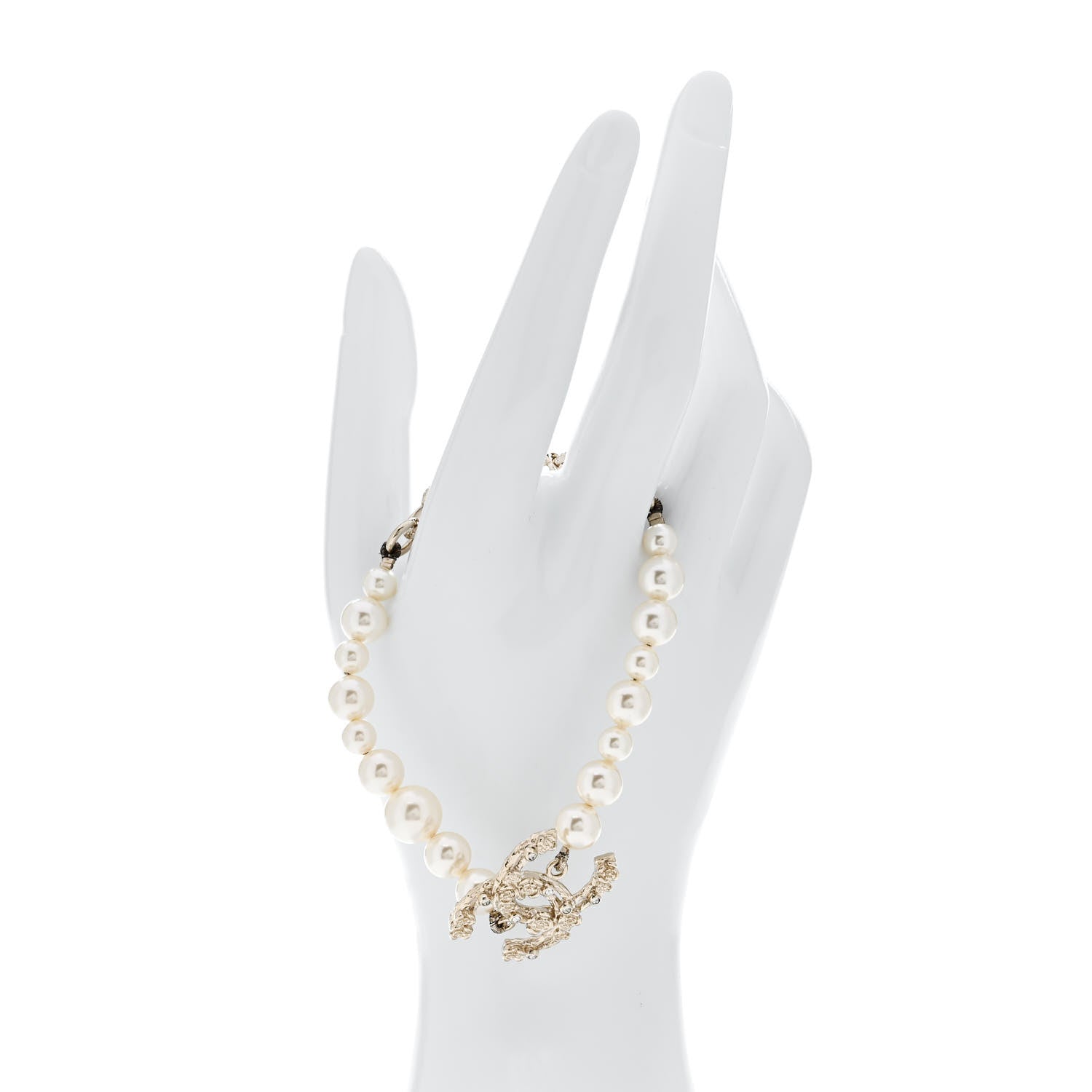 Chanel Graduated Pearl Crystal CC Bracelet Gold 2 of 4