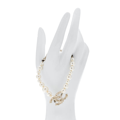 Chanel Graduated Pearl Crystal CC Bracelet Gold 2 of 4