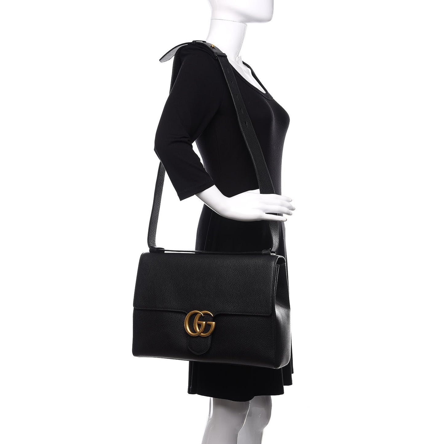 Calfskin GG Marmont Messenger Bag Black