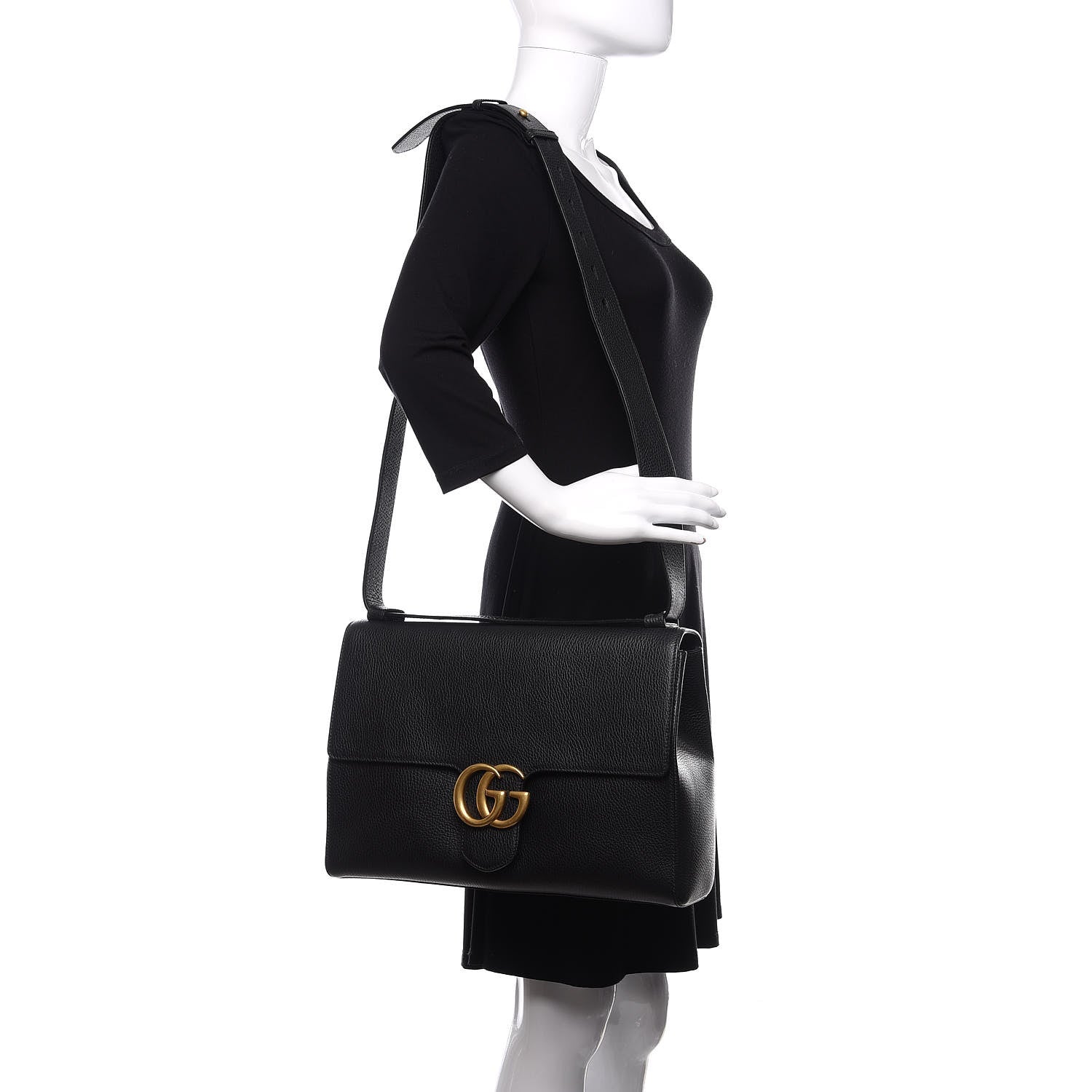Gucci Calfskin GG Marmont Messenger Bag Black 2 of 10