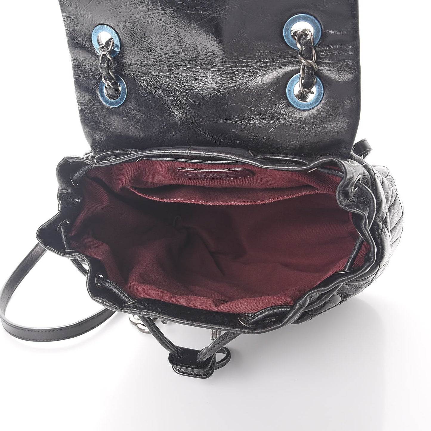 Glazed Calfskin Quilted Small Salzburg Mountain Backpack Black