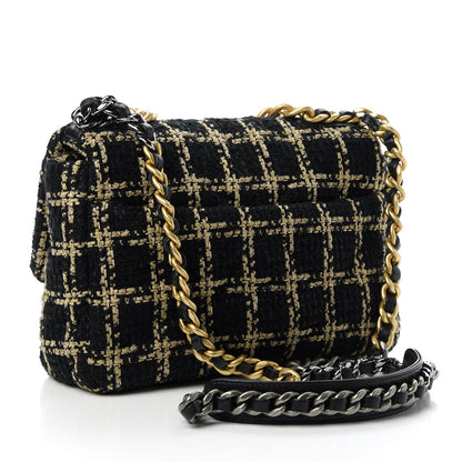Chanel Tweed Quilted Medium Chanel 19 Flap Black Beige 3 of 12