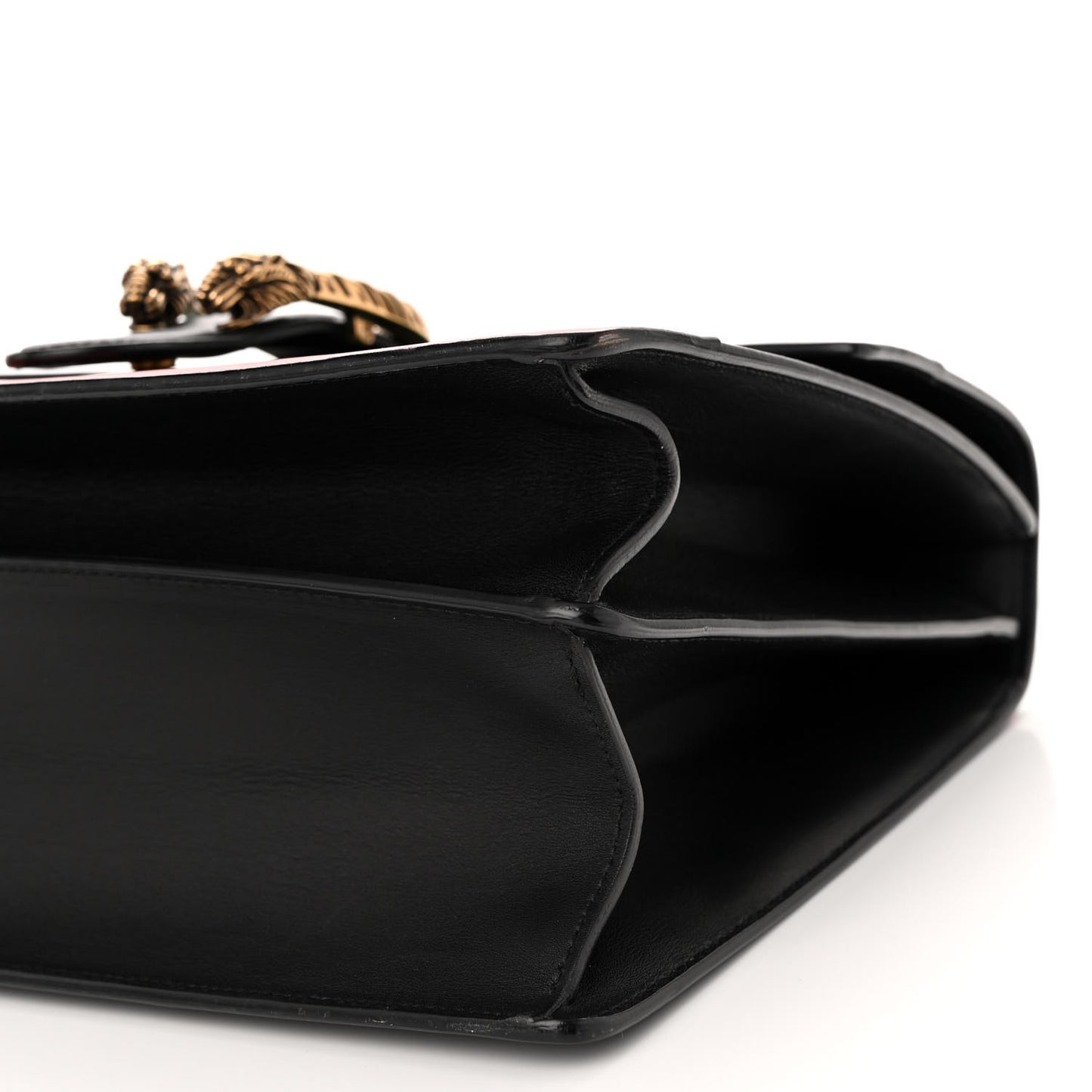 Calfskin Bamboo Web Large Dionysus Top Handle Bag Black Bright Evergreen Hibiscus Red