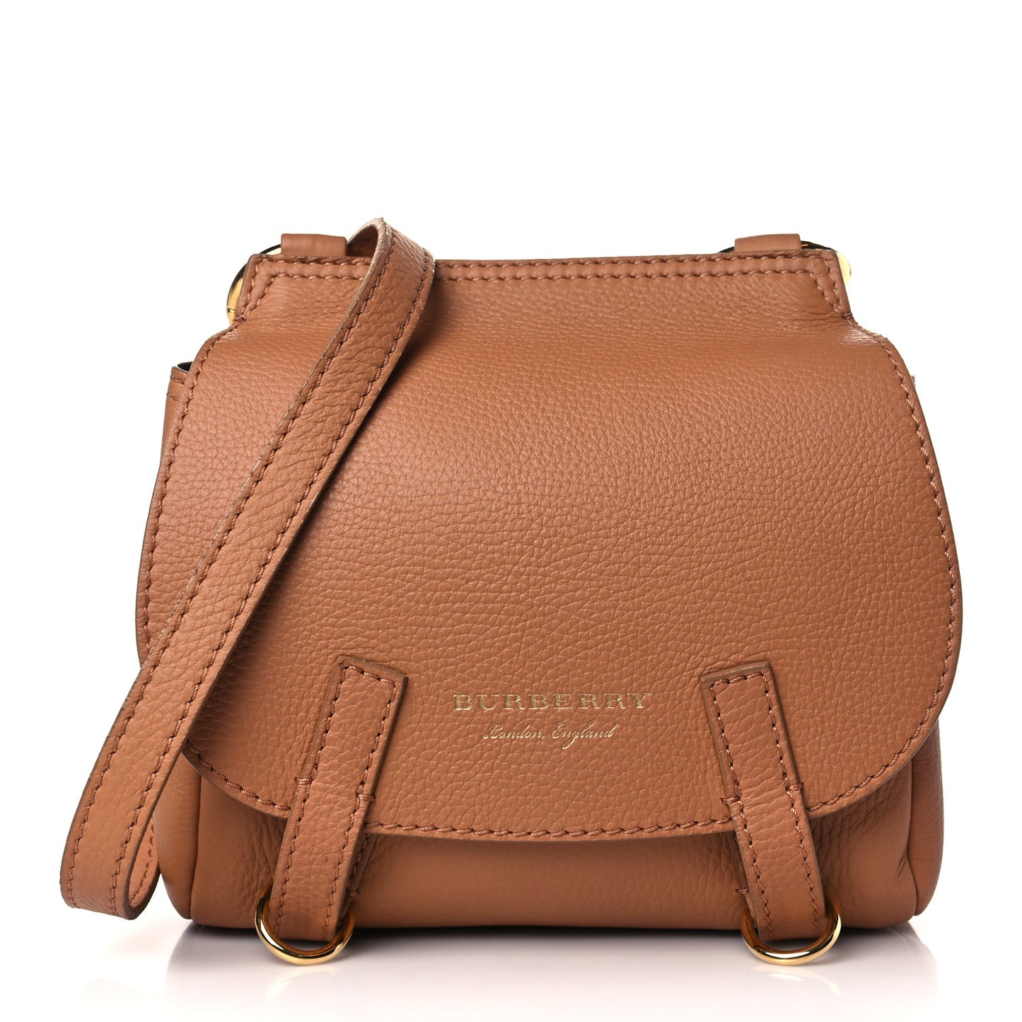 Soft Grain Calfskin Studded Baby Bridle Saddle Bag Camel