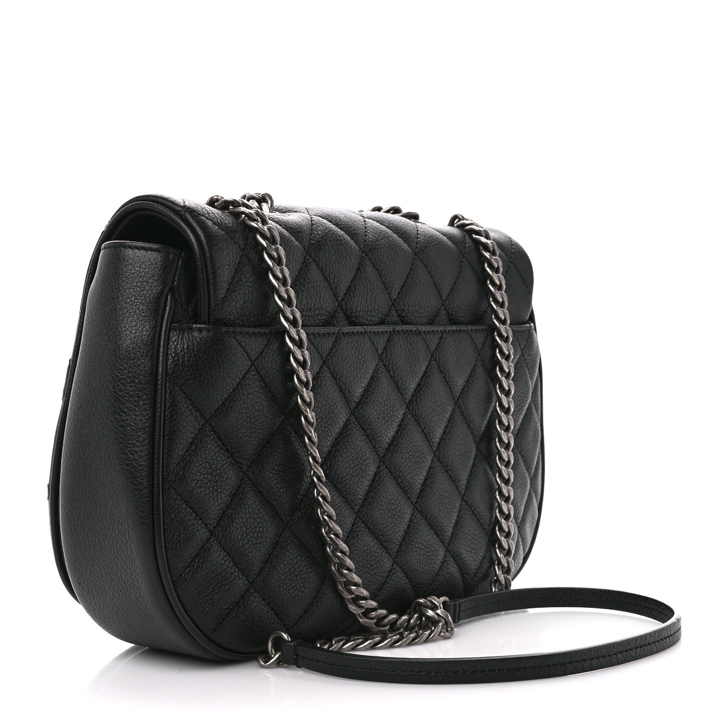 Calfskin Quilted Casual Pocket Messenger Flap Black