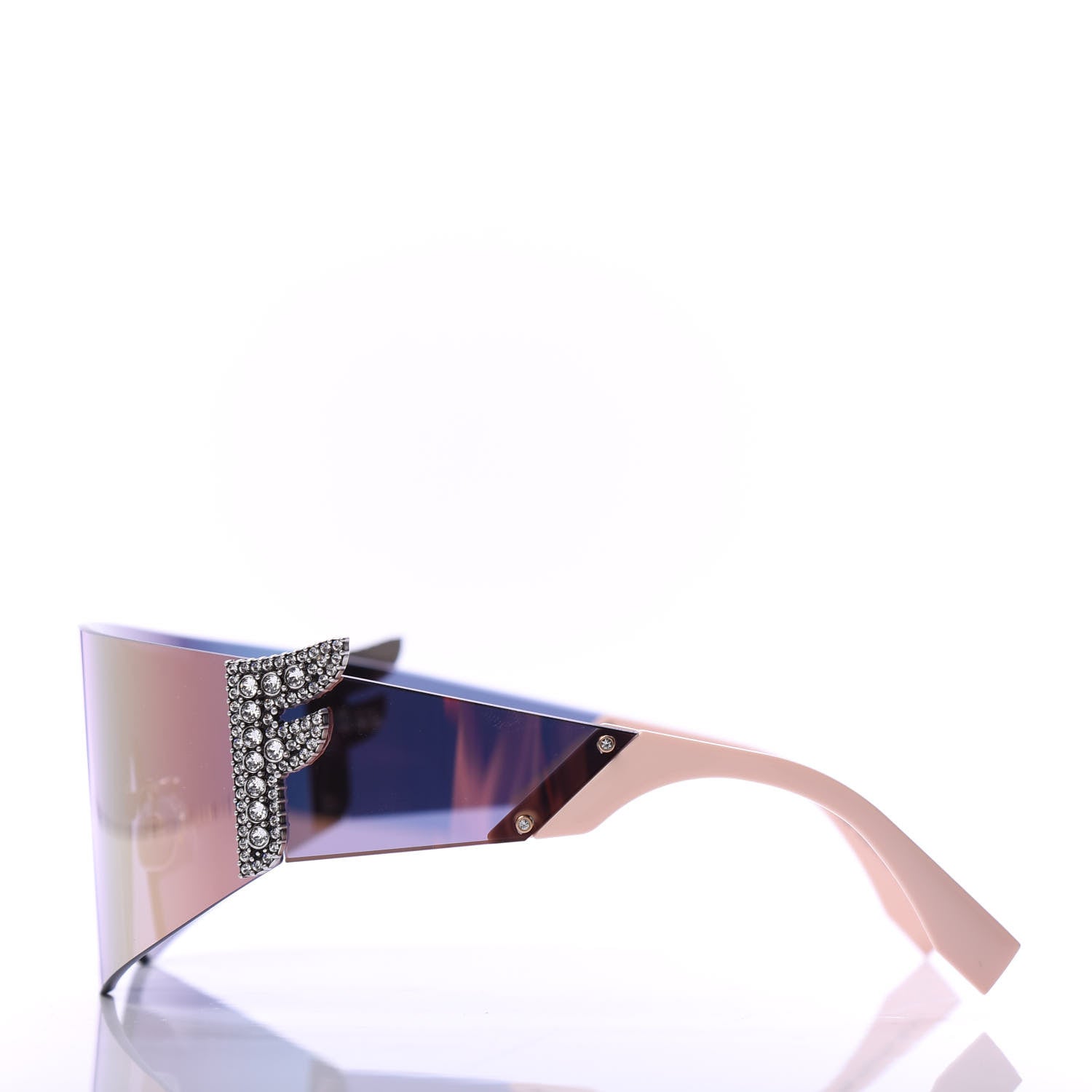 Fendi Mirrored Crystal Embellished FFreedom Shield Sunglasses FF 0382/S Pink 3 of 8