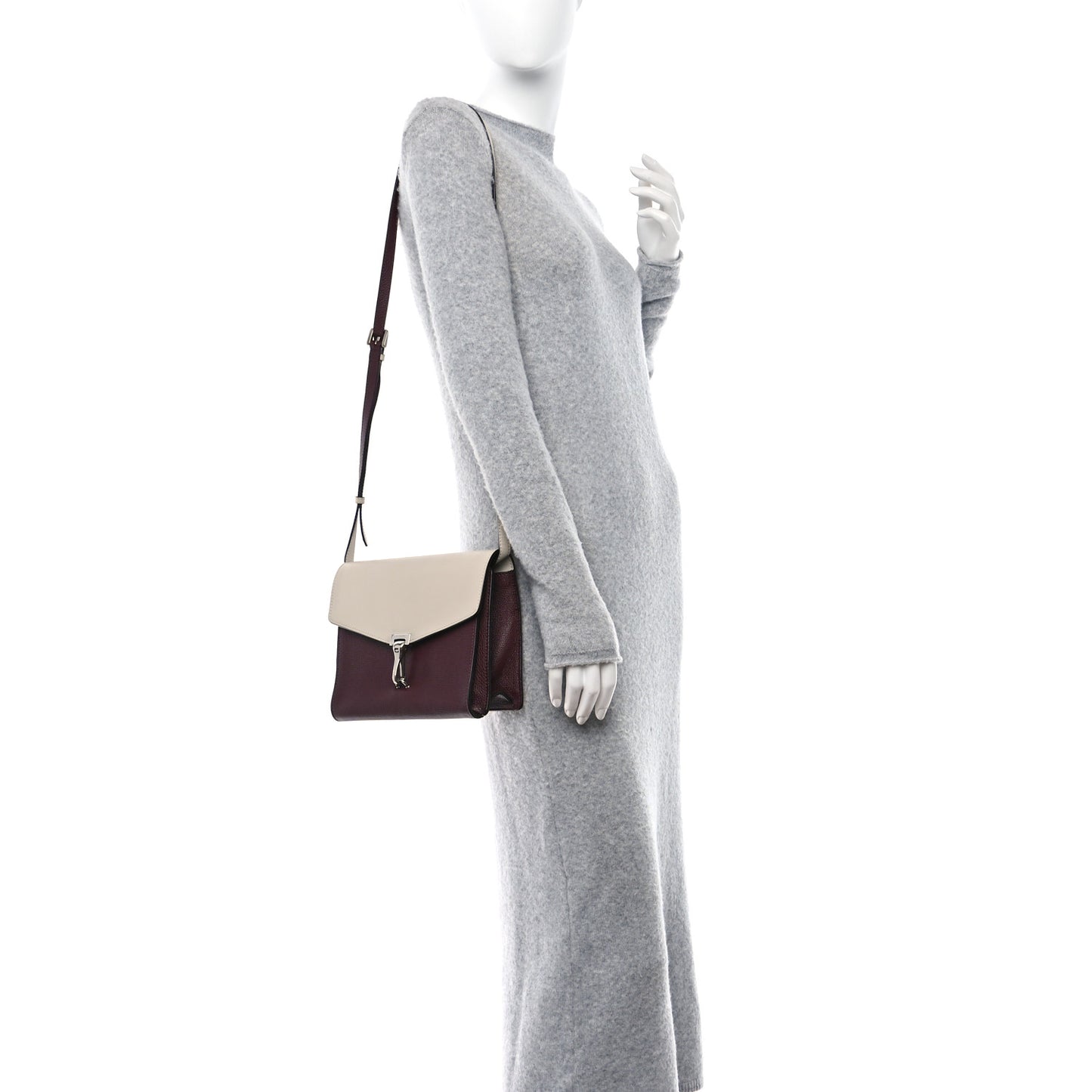 Derby Calfskin Bi-Color Small Macken Crossbody Bag Mahogany Red Limestone