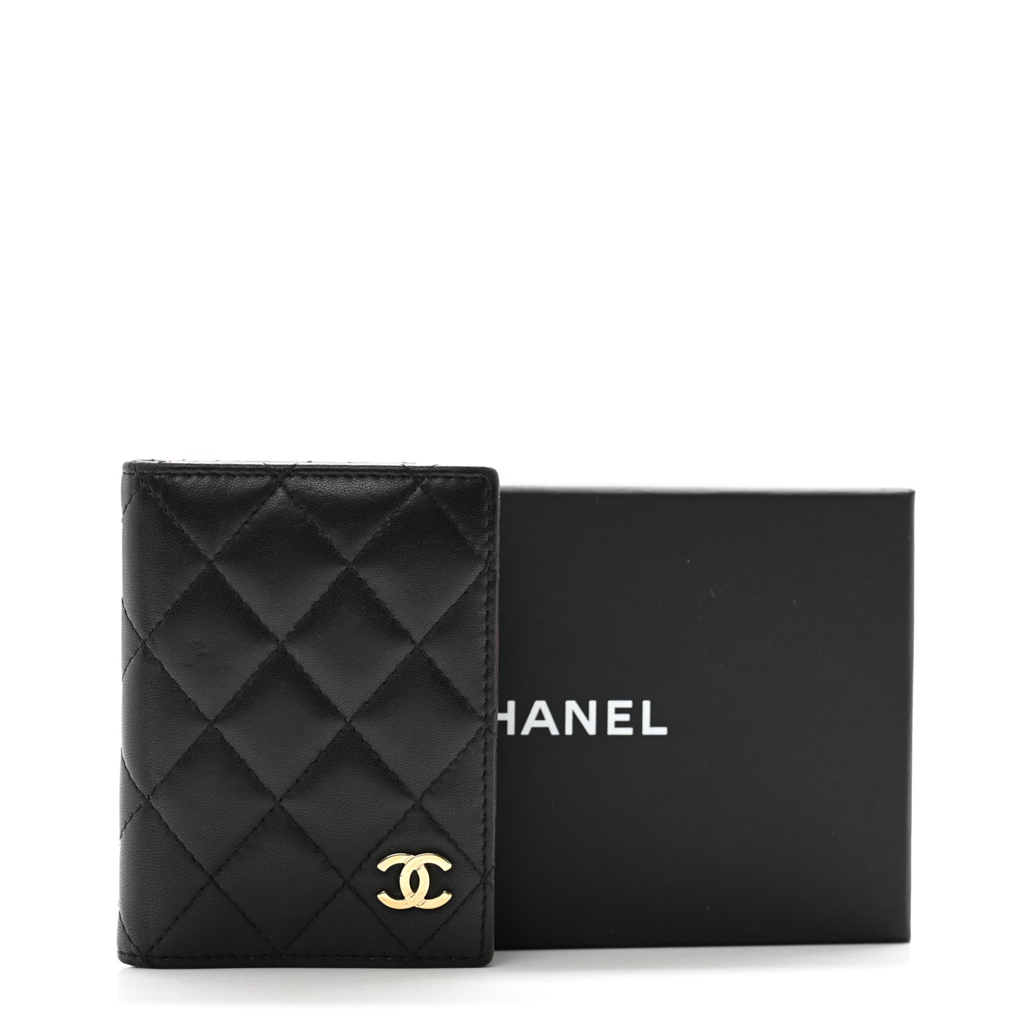 Lambskin Quilted Card Holder Wallet Black