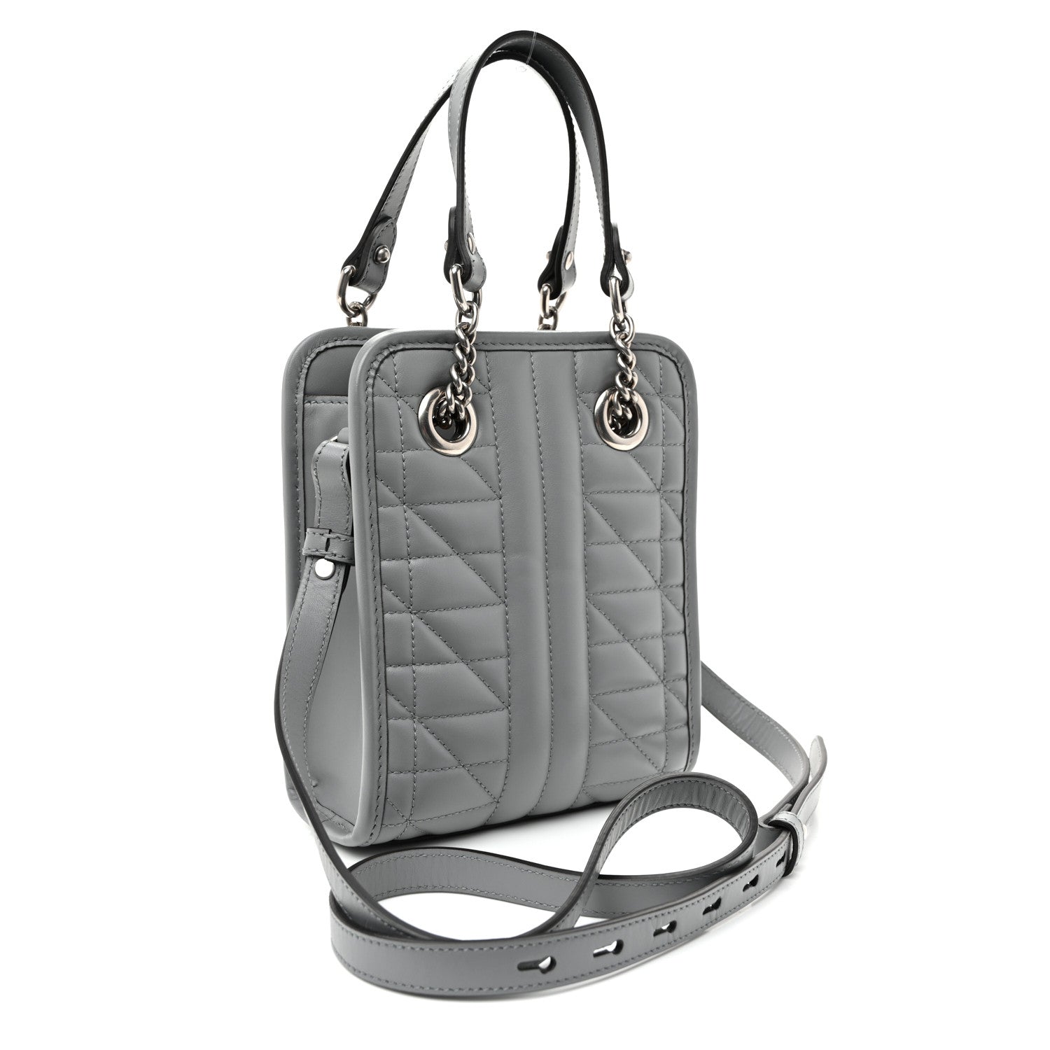 Gucci Calfskin Matelasse Chevron Mini GG Marmont Tote Grey 2 of 8