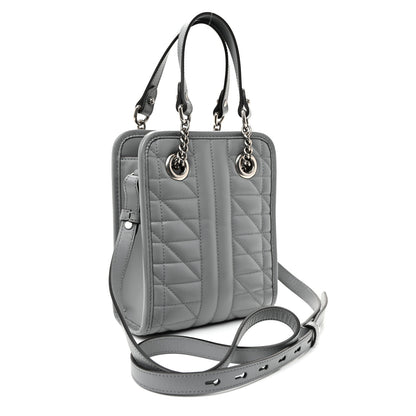 Gucci Calfskin Matelasse Chevron Mini GG Marmont Tote Grey 2 of 8