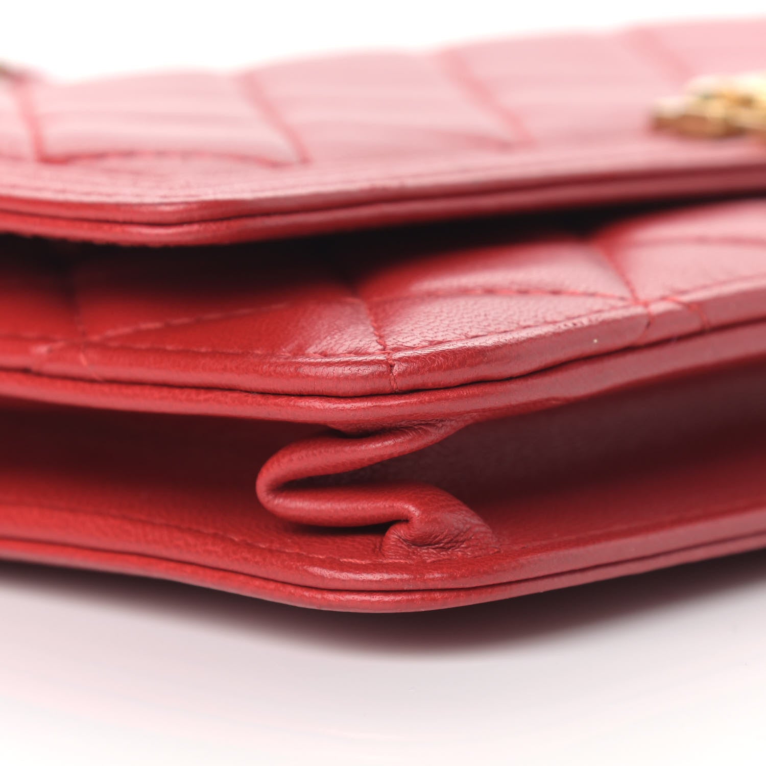 Chanel Lambskin Quilted Boy Wallet On Chain WOC Red 9 of 13