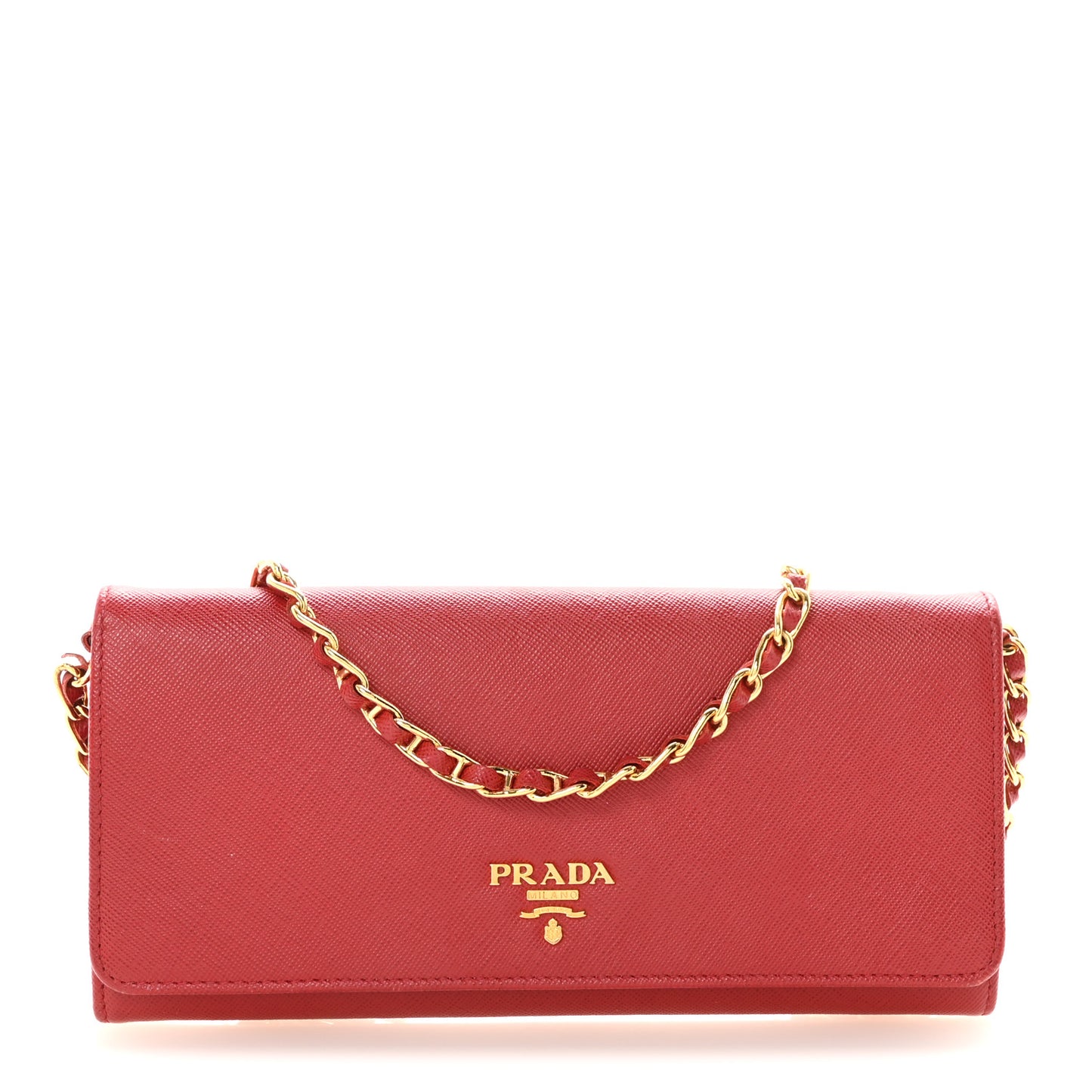 Saffiano Metal Oro Chain Wallet Fuoco