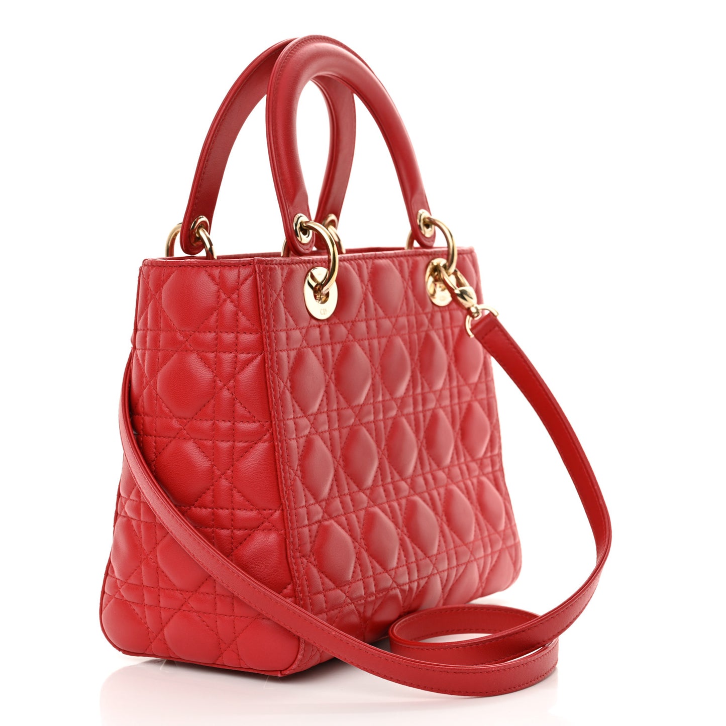 Lambskin Cannage Medium Lady Dior Red