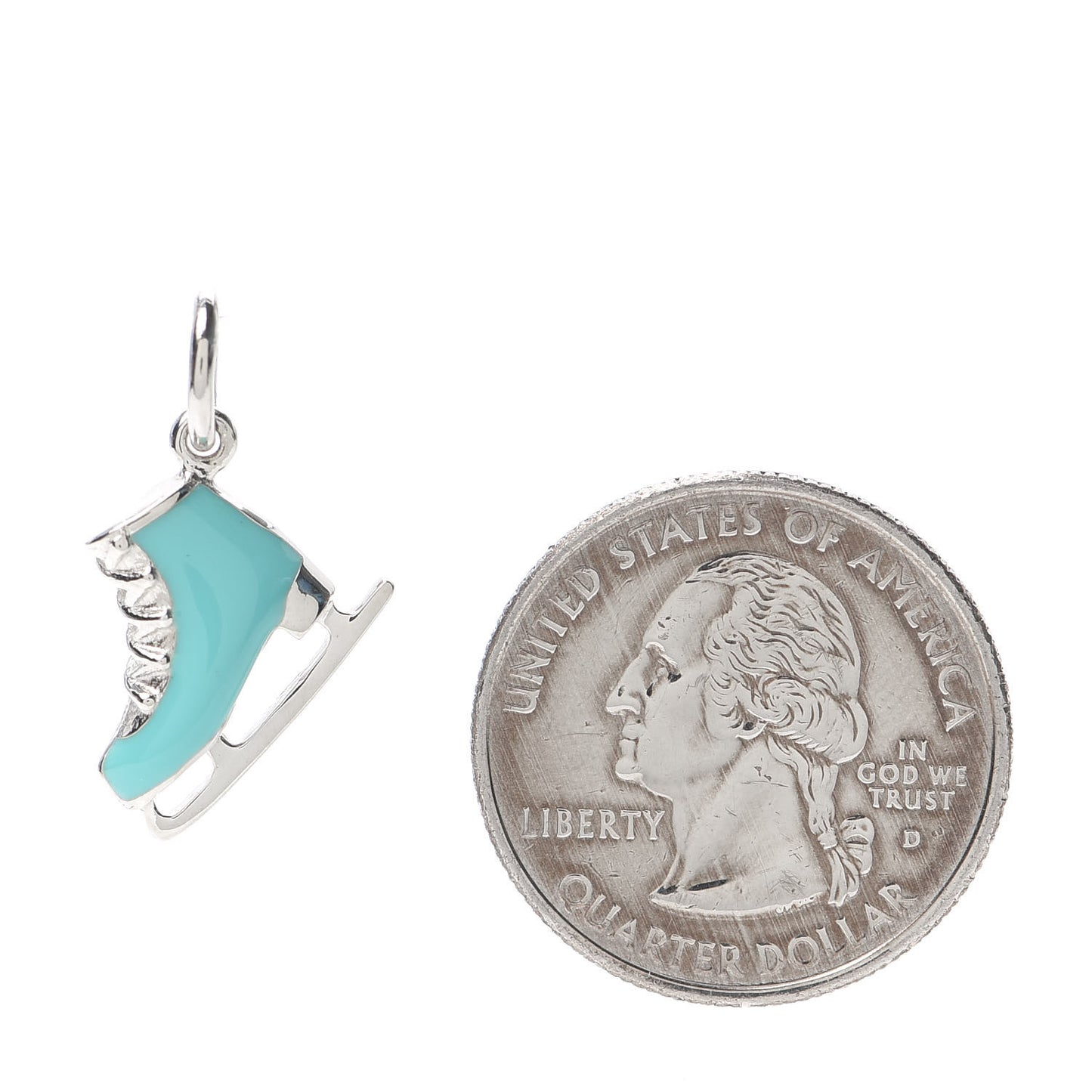 Sterling Silver Enamel Ice Skate Charm Blue