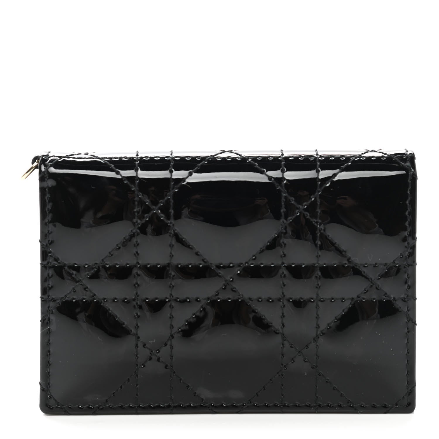 Christian Dior Patent Cannage Small Lady Dior Flap Card Holder Black 1 of 8