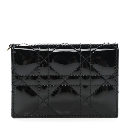 Christian Dior Patent Cannage Small Lady Dior Flap Card Holder Black 1 of 8