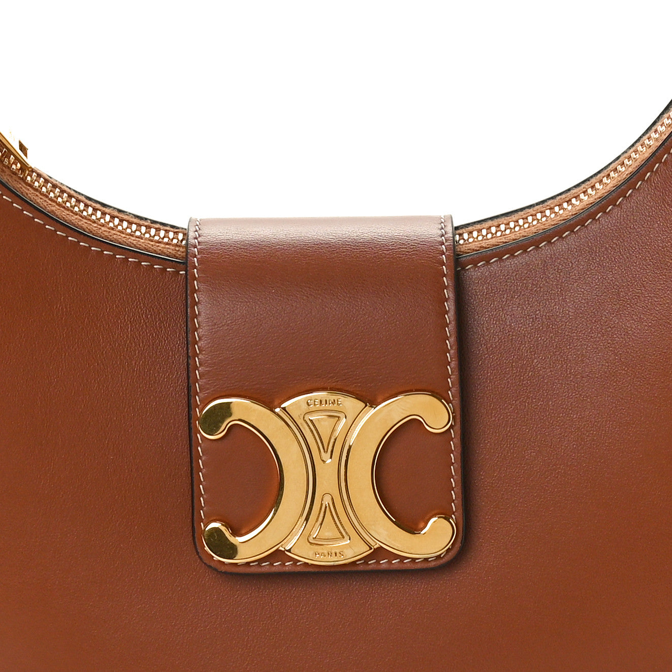 Celine Smooth Calfskin Medium Strap Ava Triomphe Shoulder Bag Tan 8 of 10