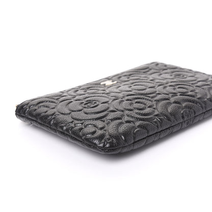 Chanel Caviar Camellia Embossed Cosmetic Pouch Black 5 of 10