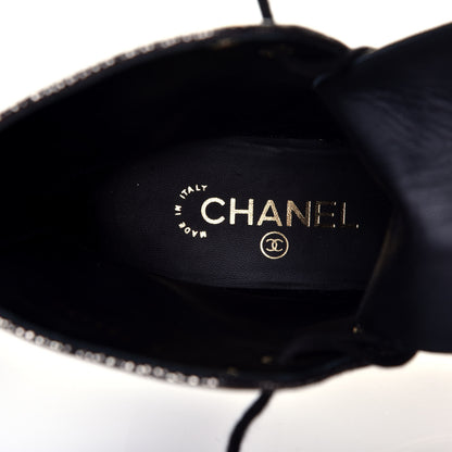 Chanel Laminated Calfskin CC Lace Up Short Boots 38.5 Gold Silver 6 of 8