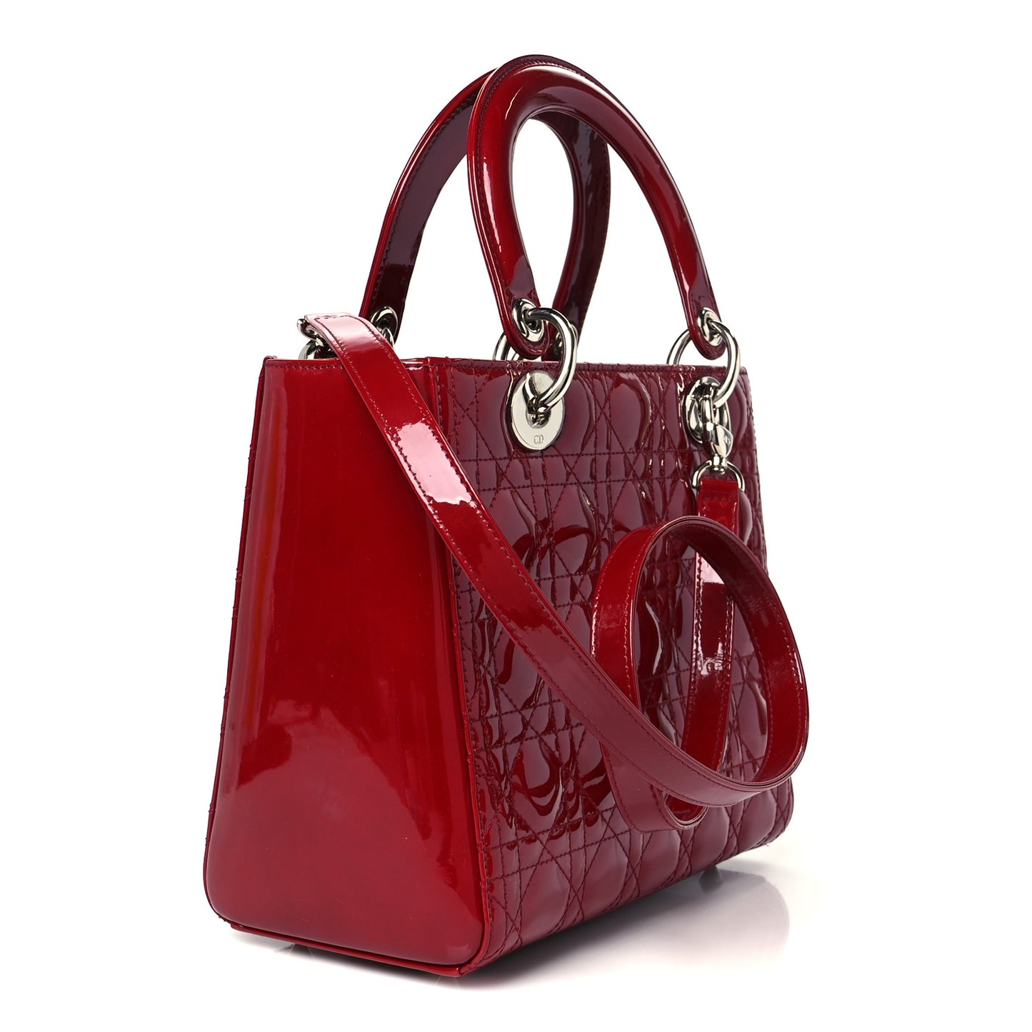 Patent Cannage Medium Lady Dior Red