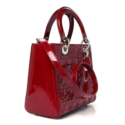 Christian Dior Patent Cannage Medium Lady Dior Red 3 of 10