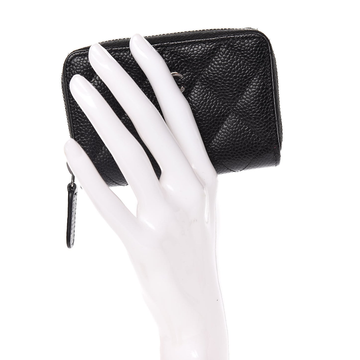 Caviar Quilted Zip Coin Purse Black