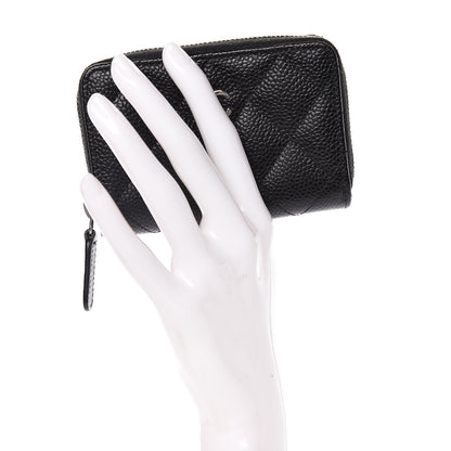 Chanel Caviar Quilted Zip Coin Purse Black 2 of 14