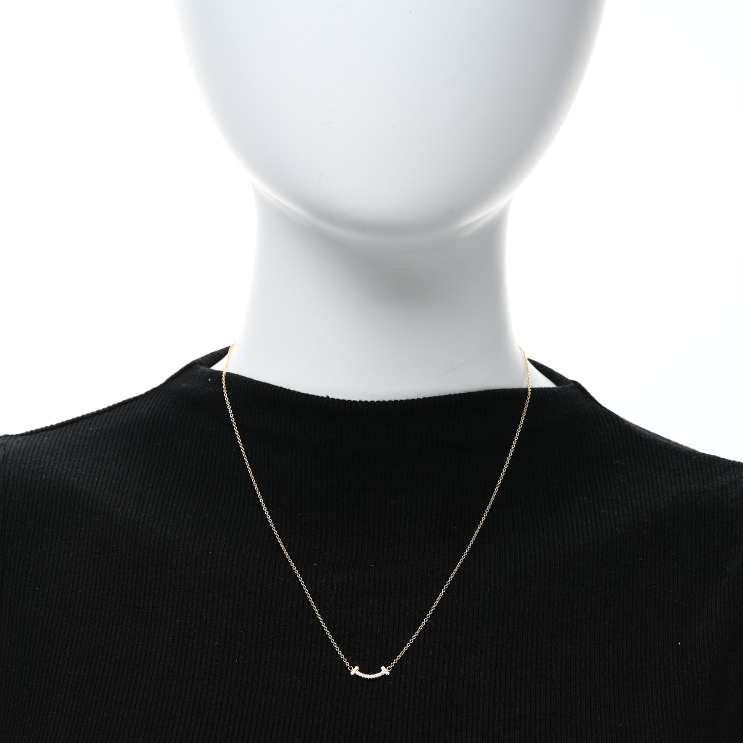 18K Rose Gold Diamond Mini T Smile Pendant Necklace