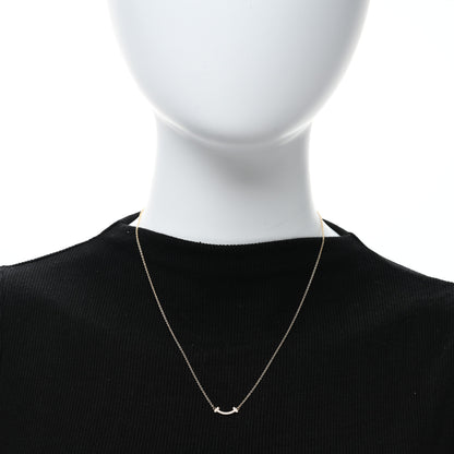 Tiffany 18K Rose Gold Diamond Mini T Smile Pendant Necklace 2 of 4
