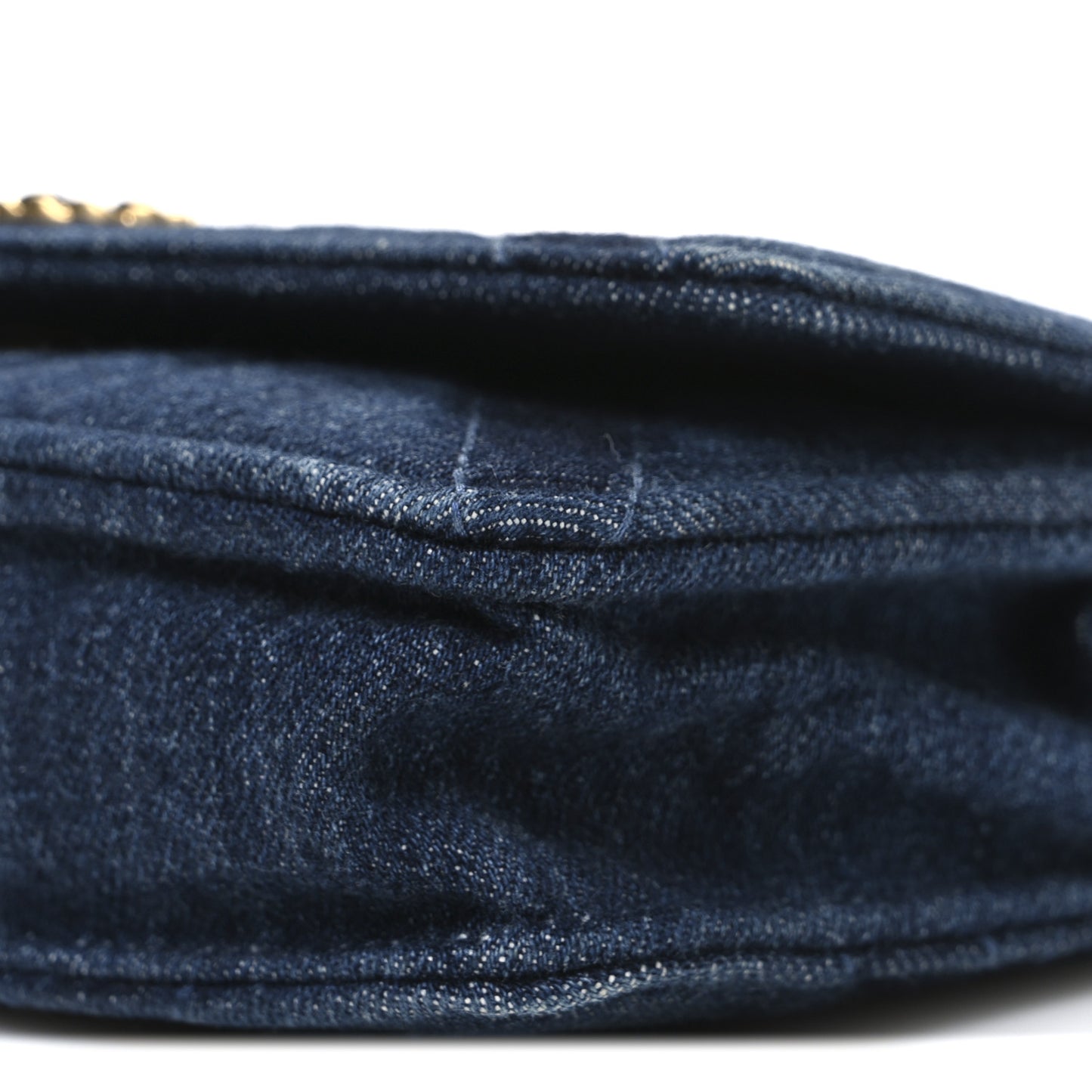 Denim Quilted Chanel 19 Wallet On Chain WOC Blue