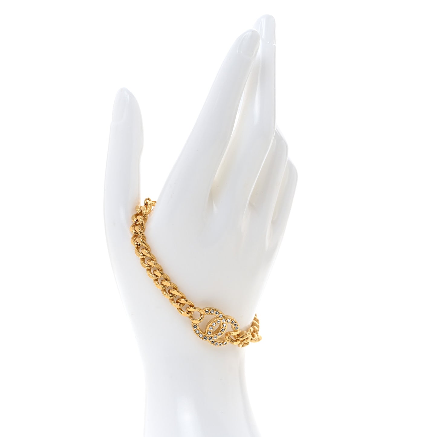 Crystal CC Chain Link Bracelet Gold