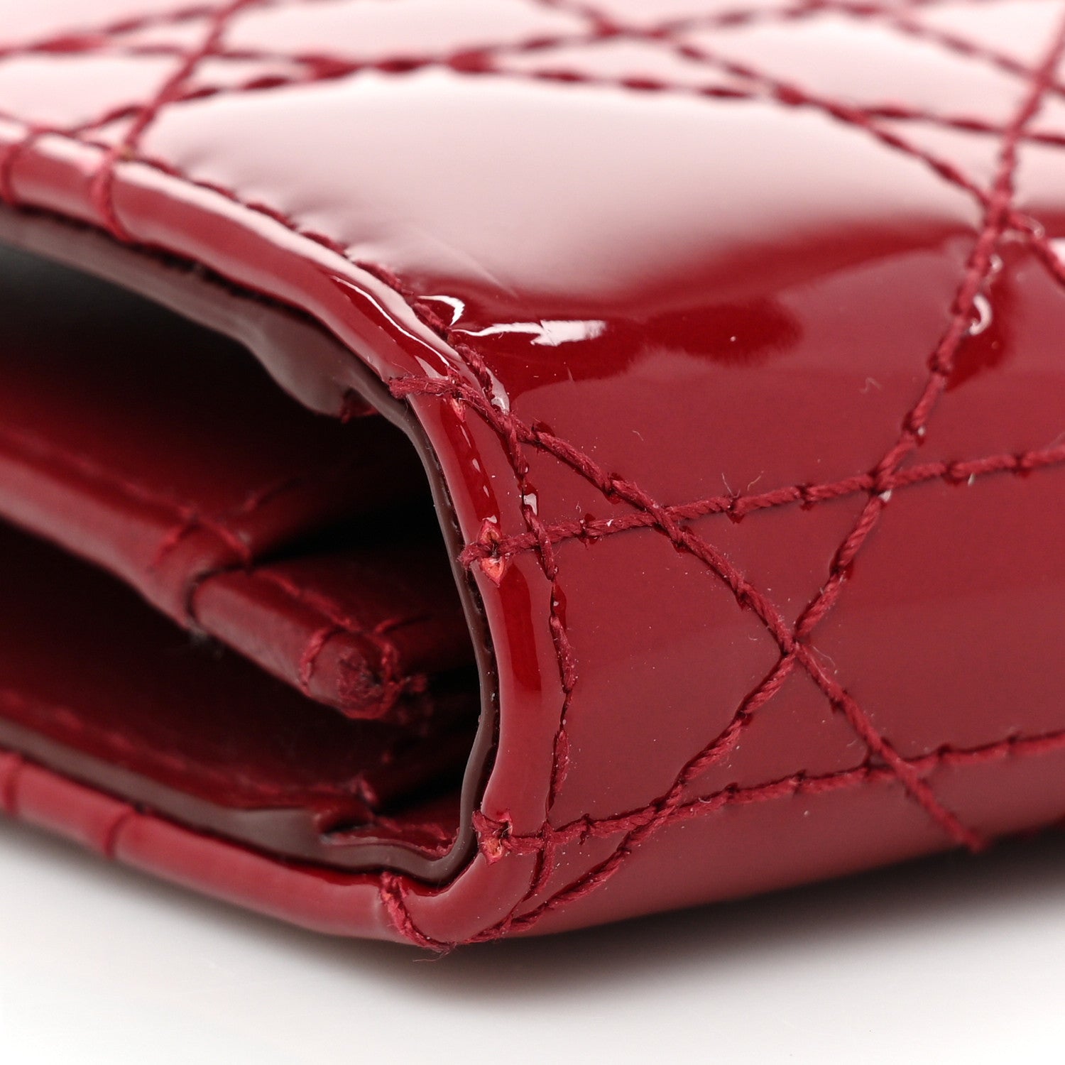 Christian Dior Patent Cannage Small Lady Dior Flap Card Holder Scarlet 9 of 9