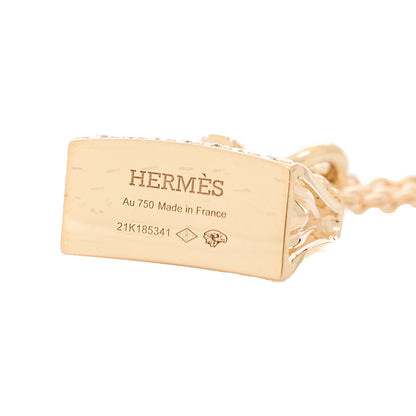 Hermes 18K Rose Gold Diamond Kelly Amulettes Pendant Necklace 5 of 5