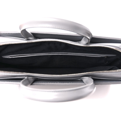 Bottega Veneta Shiny Calfskin Intrecciato Frame Briefcase Concrete 6 of 14