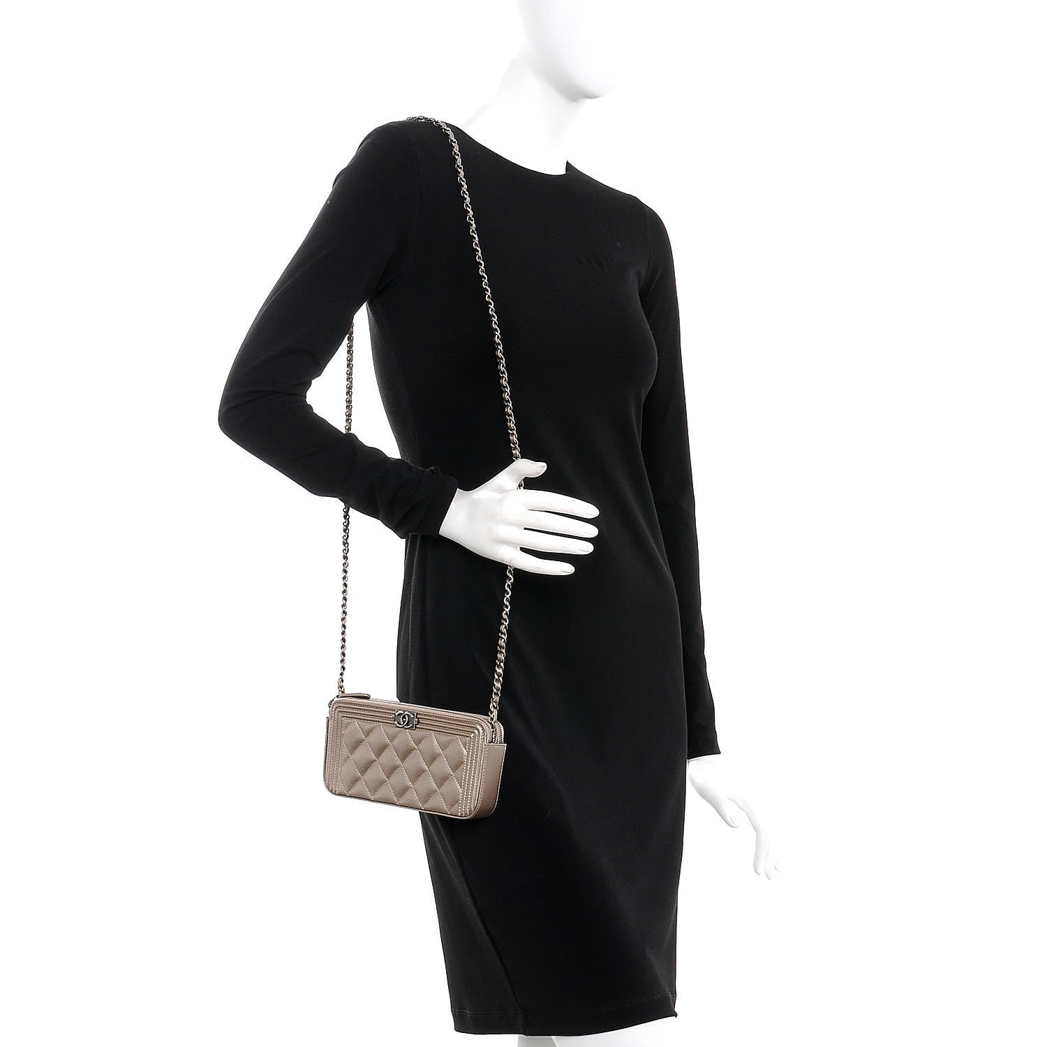 Chanel Metallic Caviar Quilted Small Boy Clutch With Chain Copper 2 of 10