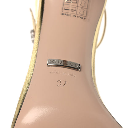 Gucci Metallic Crystal GG Ankle Strap High Heel Sandals 37 Gold 9 of 13