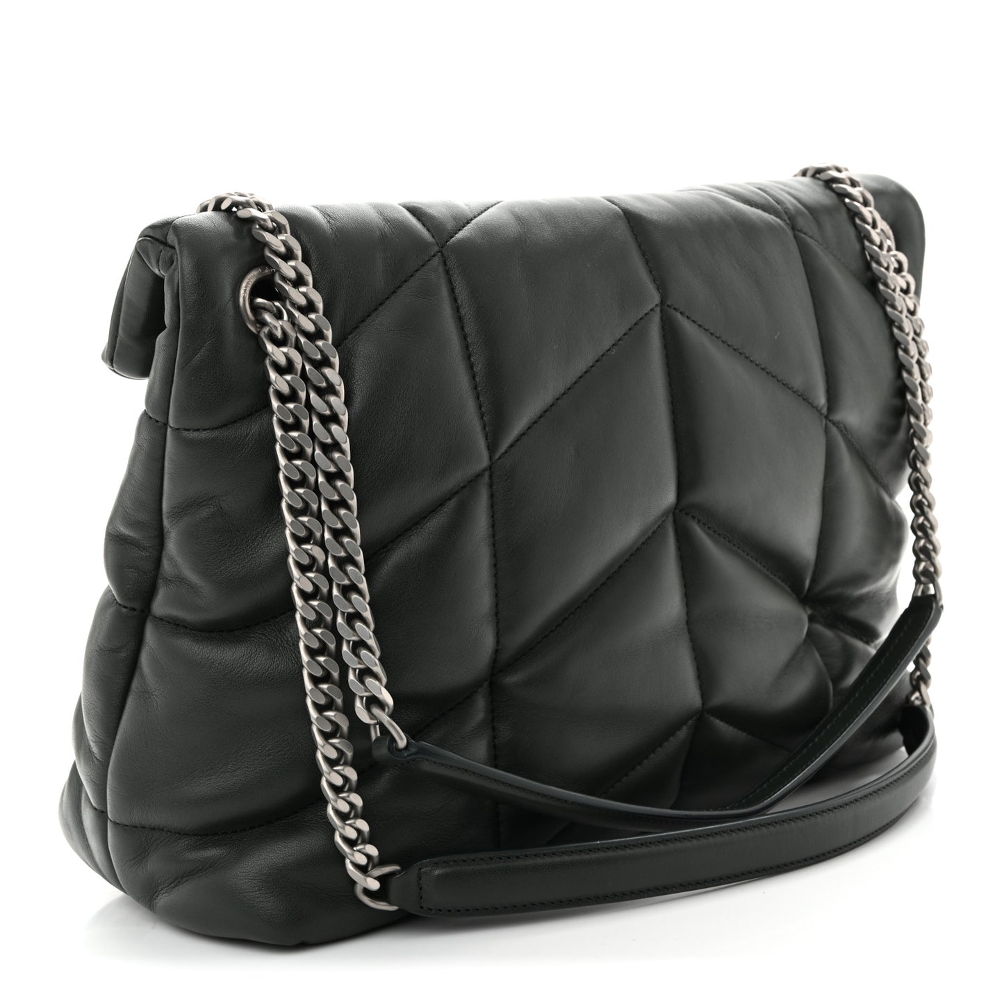 Lambskin Quilted Medium Loulou Puffer Monogram Chain Satchel Seaweed